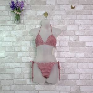 NWT Plumeria Swimwear Crochet Dusty Pink Bikini